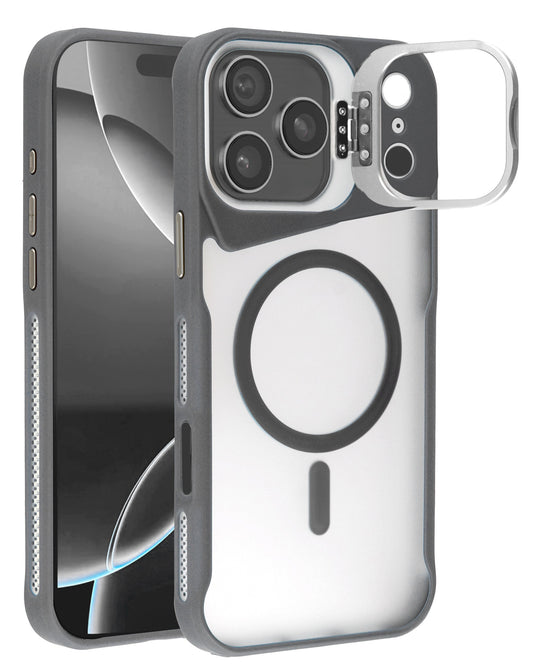 Matte Transparent Camera Stand Case with Wireless Charging for iPhone 17 Pro (GRAY) (Only Ground Shipping)