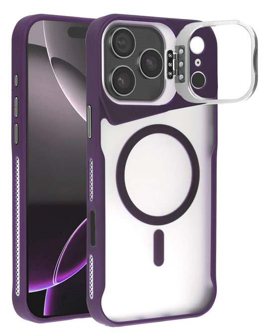 Matte Transparent Camera Stand Case with Wireless Charging for iPhone 17 Pro (PURPLE) (Only Ground Shipping)