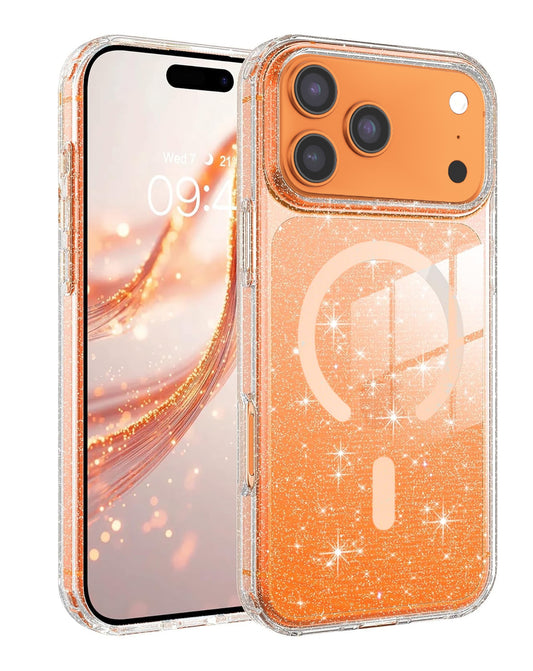 Ultra Glossy Protector Case with Magsafe - GLITTER ORANGE for iPhone 17 Pro (Only Ground Shipping)