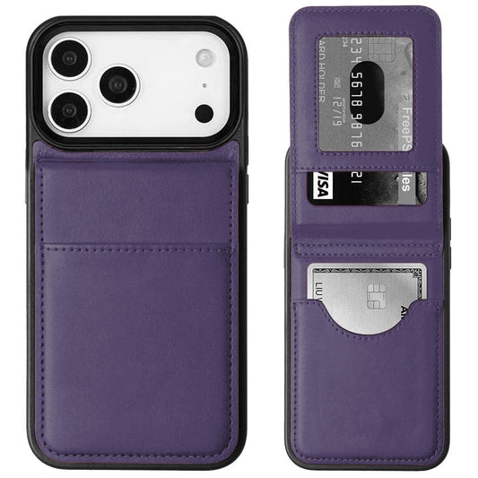 Leather Wallet Case with Kickstand - PURPLE for iPhone 17 Pro Max (Only Ground Shipping)