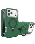 Support Heavy Duty Case with Wireless Charging Kickstand - DARK GREEN for iPhone 17 Pro Max (Only Ground Shipping)