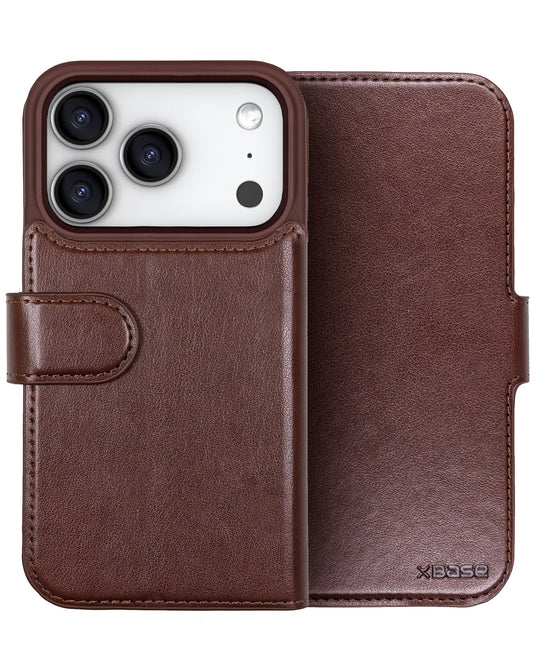xBase by PowerPeak Folio Exec Wallet Case with MagSafe for iPhone 17 Pro Max - (RUSTIC BROWN) (Only Ground Shipping)