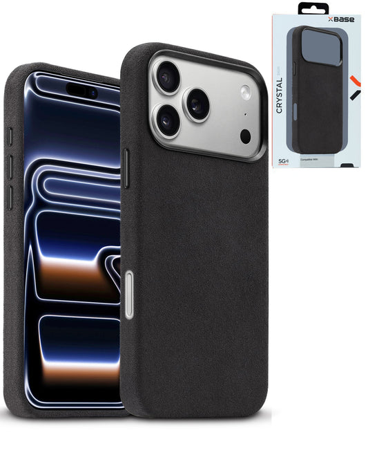 xBase by PowerPeak - Suede MagSafe Case for iPhone 17 Pro - (BLACK) (Only Ground Shipping)