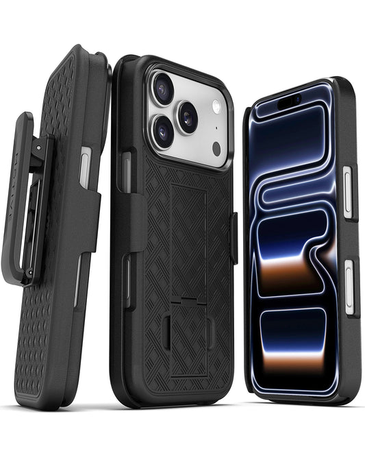 xBase by PowerPeak -  Duraclip Series Combo Case MagSafe Belt Clip Holster - (BLACK) for iPhone 17 Pro (Only Ground Shipping)
