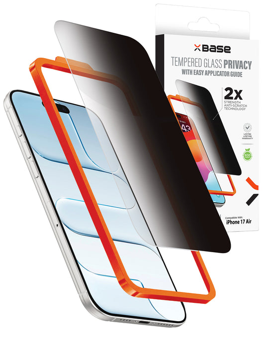 xBase Privacy Tempered Glass with Applicator for iPhone Air (Single Pack)