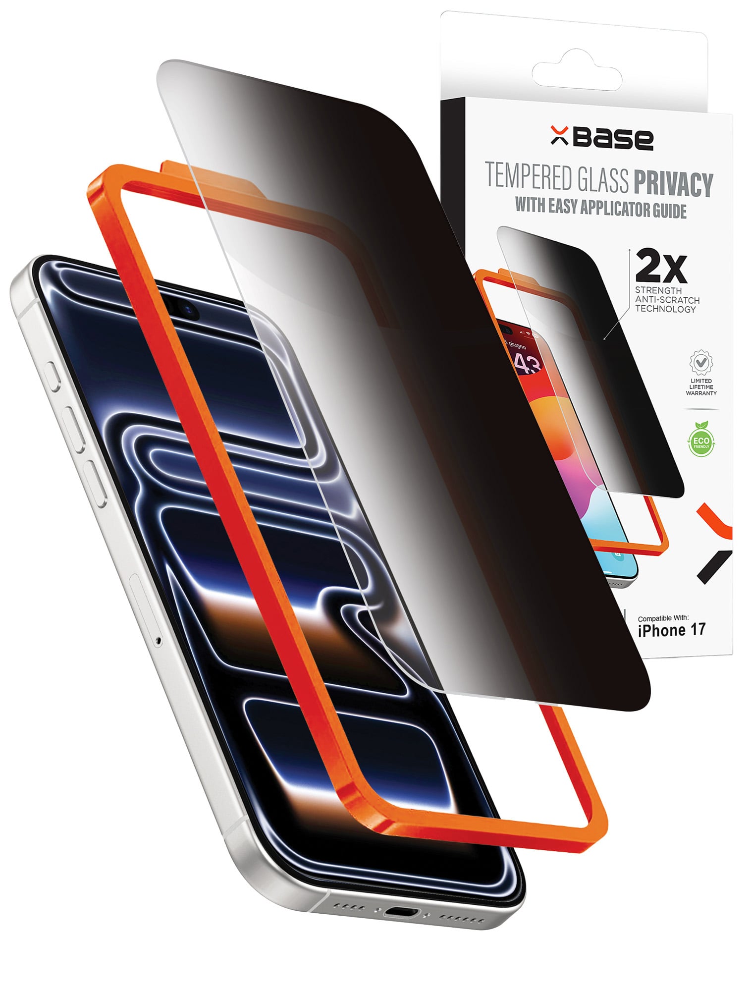 xBase Privacy Tempered Glass with Applicator for iPhone 17 (Single Pack)