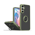 Hard PC Rear / Soft TPU Colorful Border Case with I - ring Holder - DARK GREEN Galaxy S25 FE (Only Ground Shipping)