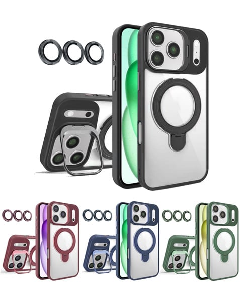 Magnetic Clear Case with 2 Kickstand & Camera Lens for iPhone 17 Pro (Only Ground Shipping)