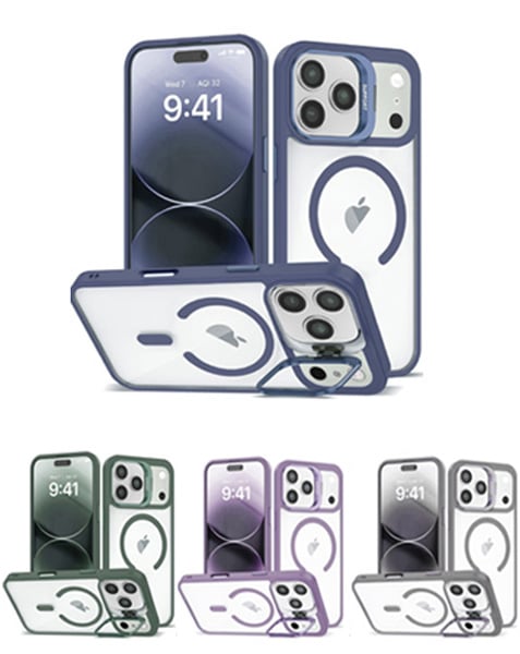 Thin Magnetic Clear Case with Camera Stand & Camera Cover for iPhone 17 Pro (Only Ground Shipping)