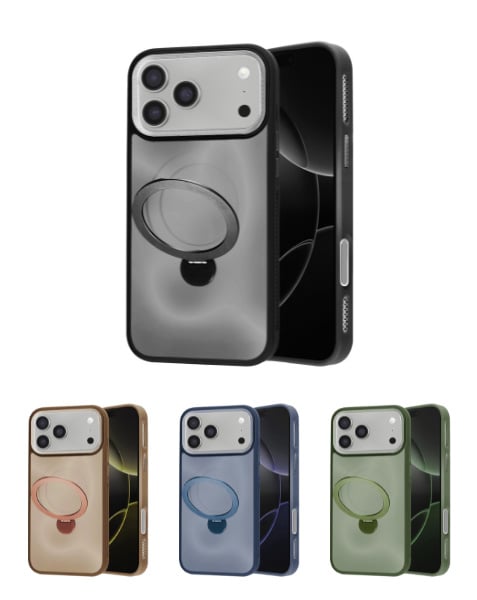 Wireless Charging Case with Built-in Rotating Ring Stand for iPhone 17 Pro Max (Only Ground Shipping)