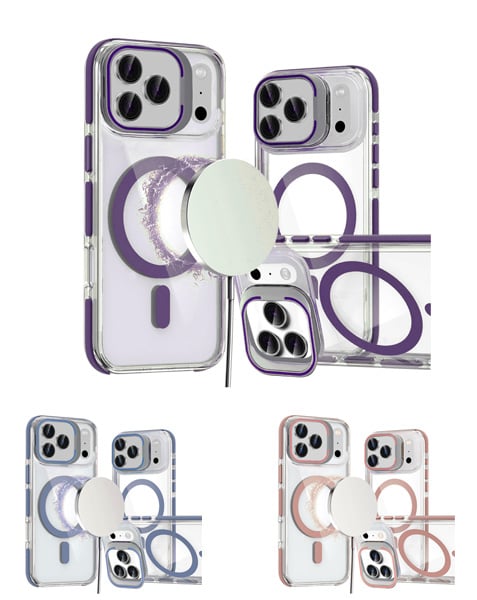 Thin Magnetic Clear Case with Camera Stand Kickstand for iPhone 17 Pro Max (Only Ground Shipping)