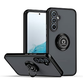 Galaxy S24FE Hard PC Rear / Soft TPU Colorful Border Case with I - ring Holder (Only Ground Shipping)