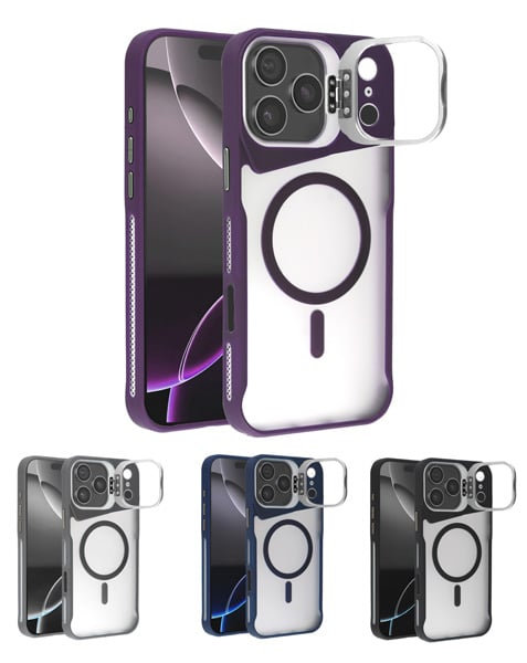 Matte Transparent Camera Stand Case with Wireless Charging for iPhone 17 Pro Max (Only Ground Shipping)